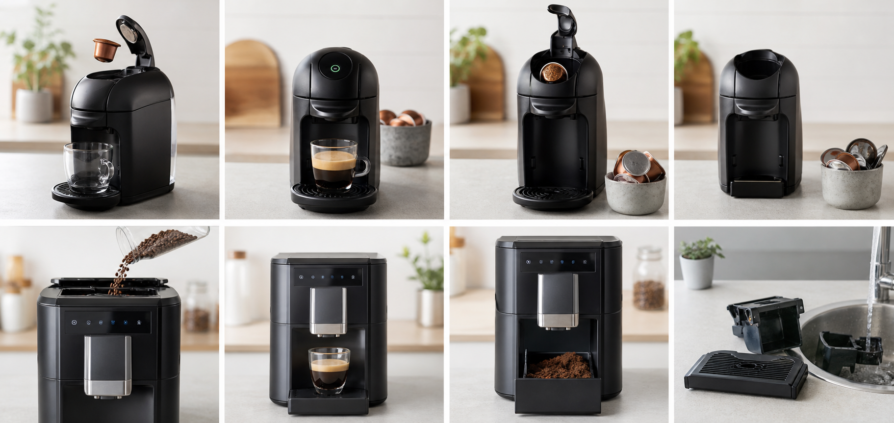 A visual comparison of the daily pod and bean-to-cup coffee-making routines